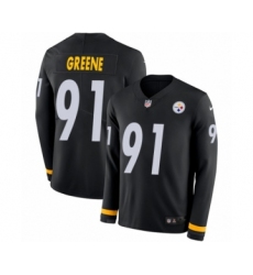 Men's Nike Pittsburgh Steelers #91 Kevin Greene Limited Black Therma Long Sleeve NFL Jersey