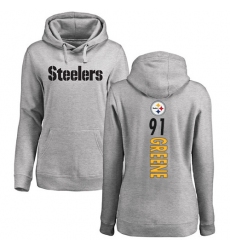 NFL Women's Nike Pittsburgh Steelers #91 Kevin Greene Ash Backer Pullover Hoodie