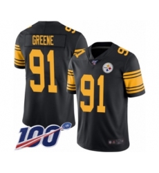 Youth Pittsburgh Steelers #91 Kevin Greene Limited Black Rush Vapor Untouchable 100th Season Football Jersey