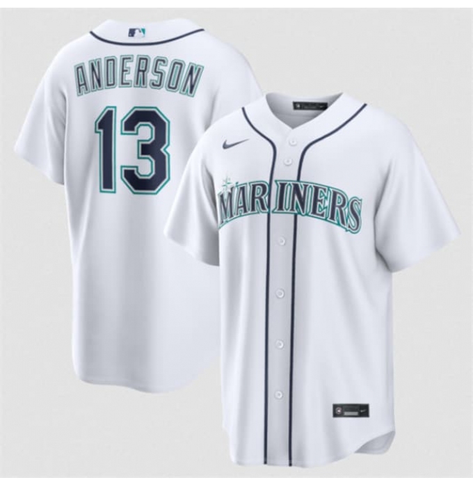 Men's Seattle Mariners #13 Kade Anderson White Cool Base Limited Stitched jersey
