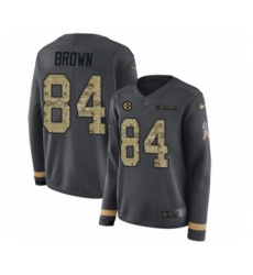 Women's Nike Pittsburgh Steelers #84 Antonio Brown Limited Black Salute to Service Therma Long Sleeve NFL Jersey