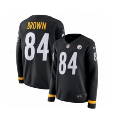 Women's Nike Pittsburgh Steelers #84 Antonio Brown Limited Black Therma Long Sleeve NFL Jersey