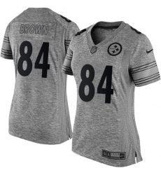 Women's Nike Pittsburgh Steelers #84 Antonio Brown Limited Gray Gridiron NFL Jersey