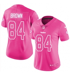 Women's Nike Pittsburgh Steelers #84 Antonio Brown Limited Pink Rush Fashion NFL Jersey