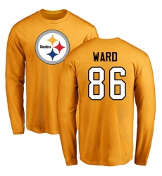 NFL Nike Pittsburgh Steelers #86 Hines Ward Gold Name & Number Logo Long Sleeve T-Shirt