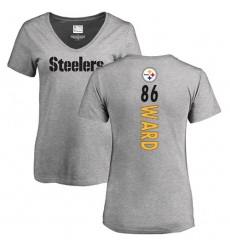 NFL Women's Nike Pittsburgh Steelers #86 Hines Ward Ash Backer V-Neck T-Shirt