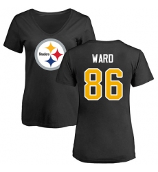 NFL Women's Nike Pittsburgh Steelers #86 Hines Ward Black Name & Number Logo Slim Fit T-Shirt