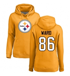 NFL Women's Nike Pittsburgh Steelers #86 Hines Ward Gold Name & Number Logo Pullover Hoodie