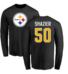 NFL Nike Pittsburgh Steelers #50 Ryan Shazier Black Name & Number Logo Long Sleeve T-Shirt