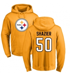 NFL Nike Pittsburgh Steelers #50 Ryan Shazier Gold Name & Number Logo Pullover Hoodie