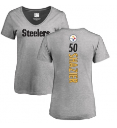 NFL Women's Nike Pittsburgh Steelers #50 Ryan Shazier Ash Backer V-Neck T-Shirt