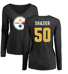 NFL Women's Nike Pittsburgh Steelers #50 Ryan Shazier Black Name & Number Logo Slim Fit Long Sleeve T-Shirt