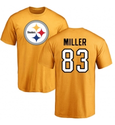 NFL Nike Pittsburgh Steelers #83 Heath Miller Gold Name & Number Logo T-Shirt