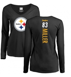 NFL Women's Nike Pittsburgh Steelers #83 Heath Miller Black Backer Slim Fit Long Sleeve T-Shirt