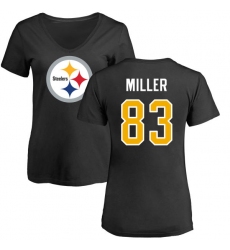 NFL Women's Nike Pittsburgh Steelers #83 Heath Miller Black Name & Number Logo Slim Fit T-Shirt