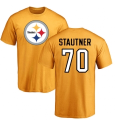 NFL Nike Pittsburgh Steelers #70 Ernie Stautner Gold Name & Number Logo T-Shirt