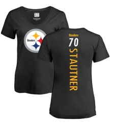 NFL Women's Nike Pittsburgh Steelers #70 Ernie Stautner Black Backer Slim Fit T-Shirt