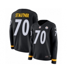 Women's Nike Pittsburgh Steelers #70 Ernie Stautner Limited Black Therma Long Sleeve NFL Jersey
