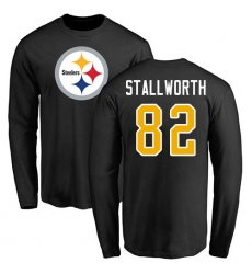 NFL Nike Pittsburgh Steelers #82 John Stallworth Black Name & Number Logo Long Sleeve T-Shirt