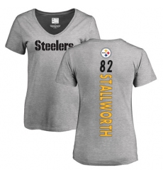 NFL Women's Nike Pittsburgh Steelers #82 John Stallworth Ash Backer V-Neck T-Shirt