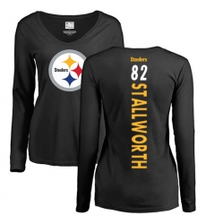 NFL Women's Nike Pittsburgh Steelers #82 John Stallworth Black Backer Slim Fit Long Sleeve T-Shirt