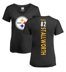 NFL Women's Nike Pittsburgh Steelers #82 John Stallworth Black Backer Slim Fit T-Shirt