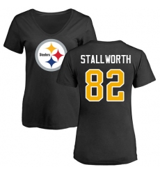 NFL Women's Nike Pittsburgh Steelers #82 John Stallworth Black Name & Number Logo Slim Fit T-Shirt