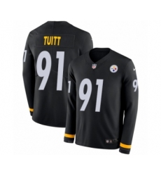 Youth Nike Pittsburgh Steelers #91 Stephon Tuitt Limited Black Therma Long Sleeve NFL Jersey