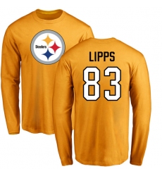 NFL Nike Pittsburgh Steelers #83 Louis Lipps Gold Name & Number Logo Long Sleeve T-Shirt