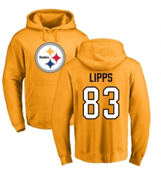 NFL Nike Pittsburgh Steelers #83 Louis Lipps Gold Name & Number Logo Pullover Hoodie