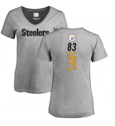 NFL Women's Nike Pittsburgh Steelers #83 Louis Lipps Ash Backer V-Neck T-Shirt