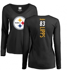 NFL Women's Nike Pittsburgh Steelers #83 Louis Lipps Black Backer Slim Fit Long Sleeve T-Shirt