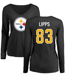 NFL Women's Nike Pittsburgh Steelers #83 Louis Lipps Black Name & Number Logo Slim Fit Long Sleeve T-Shirt