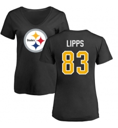 NFL Women's Nike Pittsburgh Steelers #83 Louis Lipps Black Name & Number Logo Slim Fit T-Shirt