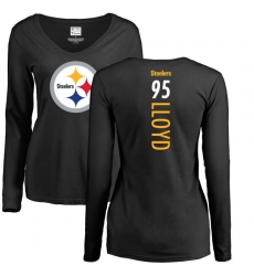 NFL Women's Nike Pittsburgh Steelers #95 Greg Lloyd Black Backer Slim Fit Long Sleeve T-Shirt