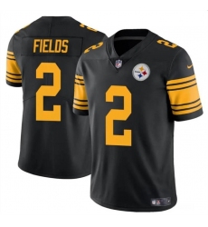 Men's Pittsburgh Steelers #2 Justin Fields Black Color Rush Vapor Limited Football Stitched Jersey