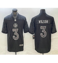 Men's Pittsburgh Steelers #3 Russell Wilson Black Reflective Limited Stitched Football Jersey