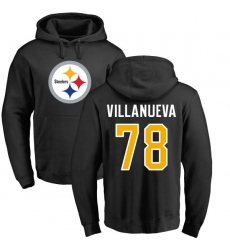 NFL Nike Pittsburgh Steelers #78 Alejandro Villanueva Black Name & Number Logo Pullover Hoodie