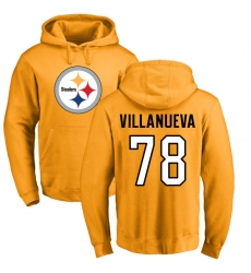 NFL Nike Pittsburgh Steelers #78 Alejandro Villanueva Gold Name & Number Logo Pullover Hoodie