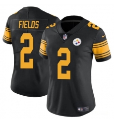 Women's Pittsburgh Steelers #2 Justin Fields Black Color Rush Football Stitched Jersey(Run Small)