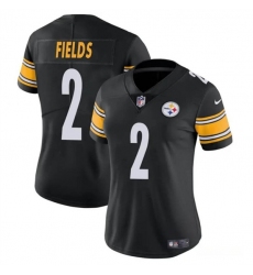 Women's Pittsburgh Steelers #2 Justin Fields Black Vapor Football Stitched Jersey(Run Small)