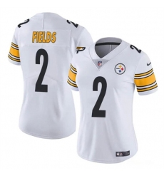 Women's Pittsburgh Steelers #2 Justin Fields White Vapor Football Stitched Jersey(Run Small)