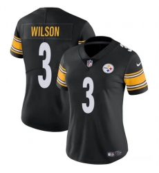 Women's Pittsburgh Steelers #3 Russell Wilson Black Vapor Football Stitched Jersey(Run Small)