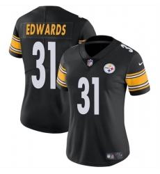 Women's Pittsburgh Steelers #31 Daijun Edwards 2024 Black Vapor Stitched Jersey(Run Small)