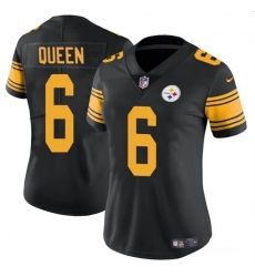 Women's Pittsburgh Steelers #6 Patrick Queen Black Color Rush Football Stitched Jersey(Run Small)