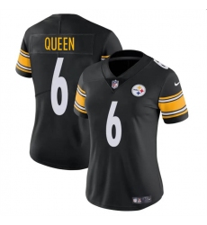 Women's Pittsburgh Steelers #6 Patrick Queen Black Vapor Football Stitched Jersey(Run Small)