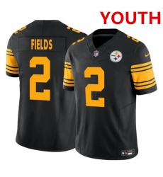 Youth Pittsburgh Steelers #2 Justin Fields Black 2023 F.U.S.E. Color Rush Limited Football Stitched Jersey