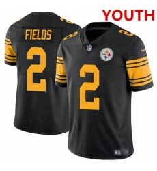 Youth Pittsburgh Steelers #2 Justin Fields Black Color Rush Limited Football Stitched Jersey