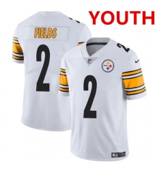 Youth Pittsburgh Steelers #2 Justin Fields White Vapor Untouchable Limited Football Stitched Jersey