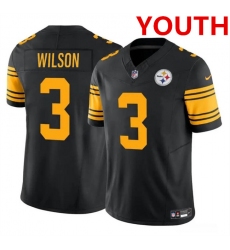 Youth Pittsburgh Steelers #3 Russell Wilson Black 2023 F.U.S.E. Color Rush Limited Football Stitched Jersey